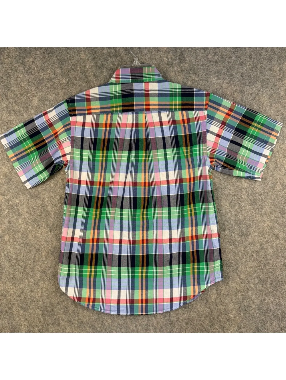 Ralph Lauren Short Sleeve Button Shirt Green Blue Red Plaid Boy’s Medium 117